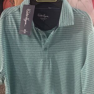 Walter Hagen Men's Teal Striped Polo Shirt